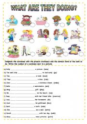 English Worksheet: What are they doing?