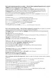 English Worksheet: Link words expressing opposition and contrast