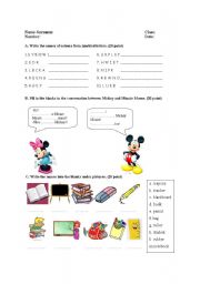 English Worksheet: colours, numbers, greeting