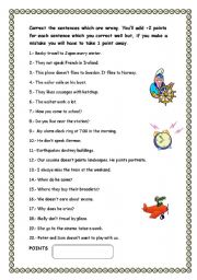 English Worksheet: Correct the mistakes - Present Simple