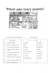 English worksheet: What are they doing???