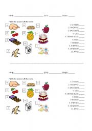 English Worksheet: Mini Quiz Food