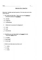 English worksheet: Selection test-Stone Fox