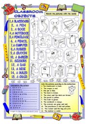 English Worksheet: Elementary Vocabulary Series 20 - Classroom Objects