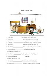 Prepositions - Objects in a room