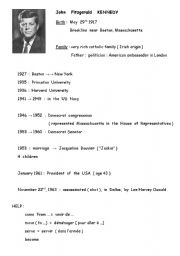 English Worksheet: Biography JF Kennedy