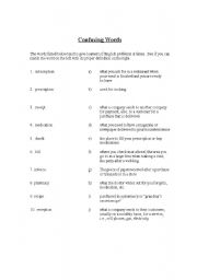 English worksheet: Confusing Words