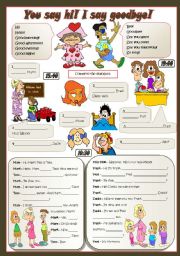 English Worksheet: YOU SAY HI! I SAY GOODBYE!