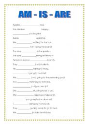 English Worksheet: AM - IS - ARE