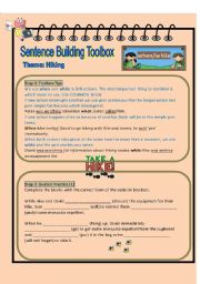 English Worksheet: Superwriters Series 1 - Sentence building toolbox Worksheet 1 - when.while (hiking theme)