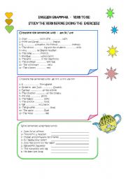 English Worksheet: VERB TO BE: EXERCISES