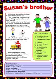 English Worksheet: Susans brother - reading