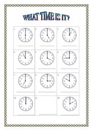 English Worksheet: What time is it?