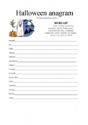 English worksheet: halloween anagram