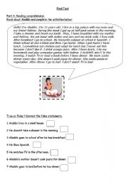 English Worksheet: Test, worksheet daily routines and simple present
