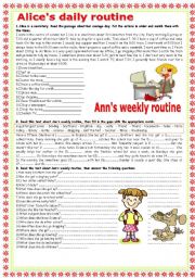 English Worksheet: Daily and weekly routine