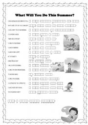 English Worksheet: summer activities