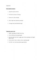 English worksheet: simple past sellection