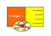 English worksheet: I forgot