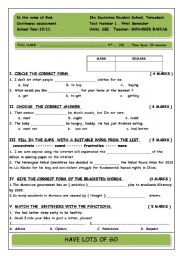 English Worksheet: a quiz