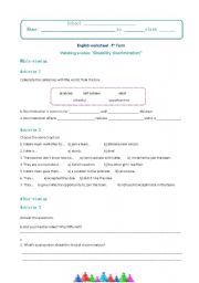 English Worksheet: Disability discrimination