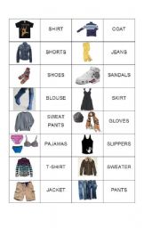 English Worksheet: Clothes Dominoes