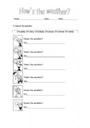 English worksheet: Hows the weather?