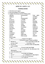 English worksheet: MOVE ON 1 VOCABULARY EXERCISES