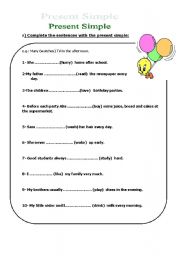 English Worksheet: Present Simple