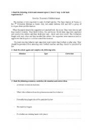 English worksheet: proofreading an article