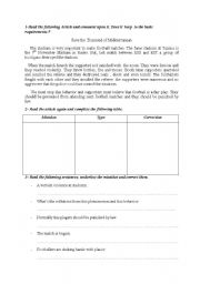 English Worksheet: proofreading an article