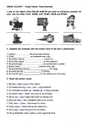 English Worksheet: SIMPLE PRESENT TENSE EXERCISES