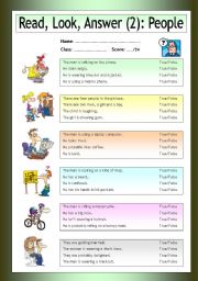 English Worksheet: Read - Look - Answer: People (2)