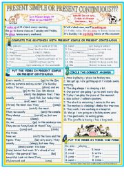 English Worksheet: PRESENT SIMPLE OR PRESENT CONTINUOUS