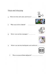 English Worksheet: Shops and shopping