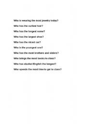 English Worksheet: superlative adjectives
