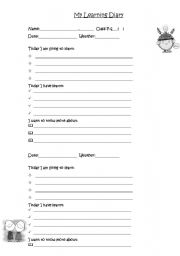 English worksheet: My learning diary