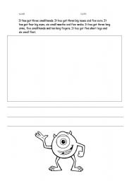 English Worksheet: Monster Description