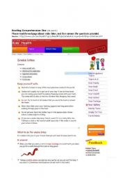 English worksheet: reading