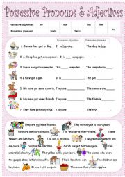 English Worksheet: possessive pronouns & adjectives