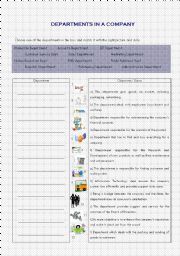 English Worksheet: Departments in a company