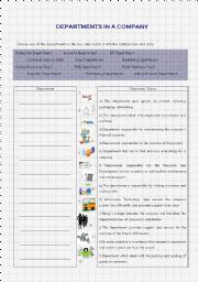 English Worksheet: Departments in a company