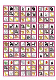English Worksheet: BINGO WILD ANIMALS (24 cards and blanks to choose)