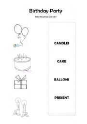 English worksheet: Birthday Party matching