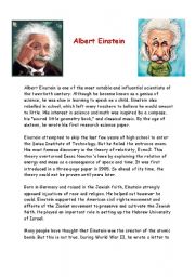 English Worksheet: Albert Einstein