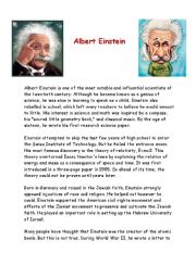 English Worksheet: Albert Einstein