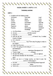 English worksheet: VALID CHOICE 1 UNITS 1 AND 2