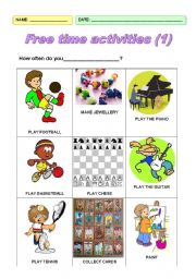 English worksheet: Free time activities (1)