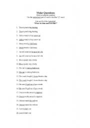 English worksheet: Make questions using subject or complement