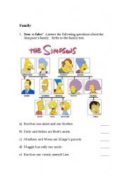 English Worksheet: Simpson Family Tree
